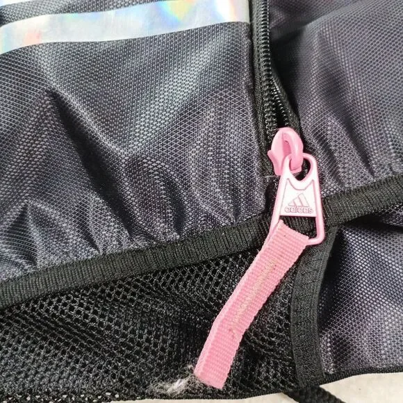 Adidas Drawstring Backpack Black Pink 3 Stripe Gym Sack Bag Medium - Picture 13 of 15